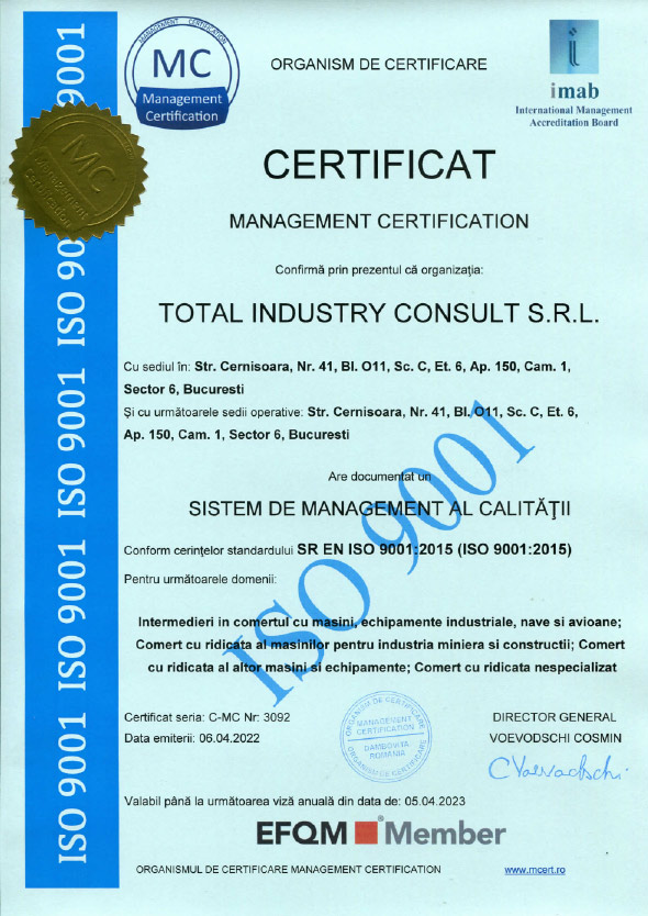 Total Industry Consult certificare